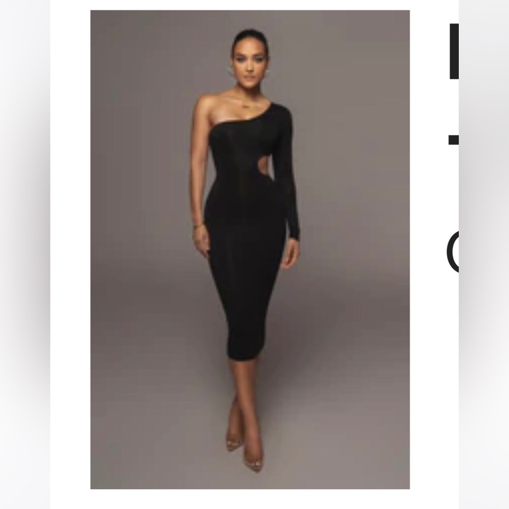 BLACK JULIA MIDI DRESS JLUXLABEL LARGE